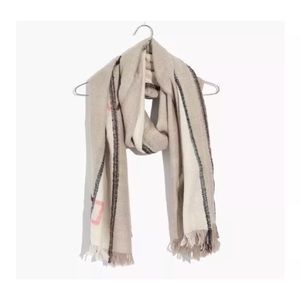 Madewell Geo Texture Scarf Wool Fringe Oversized